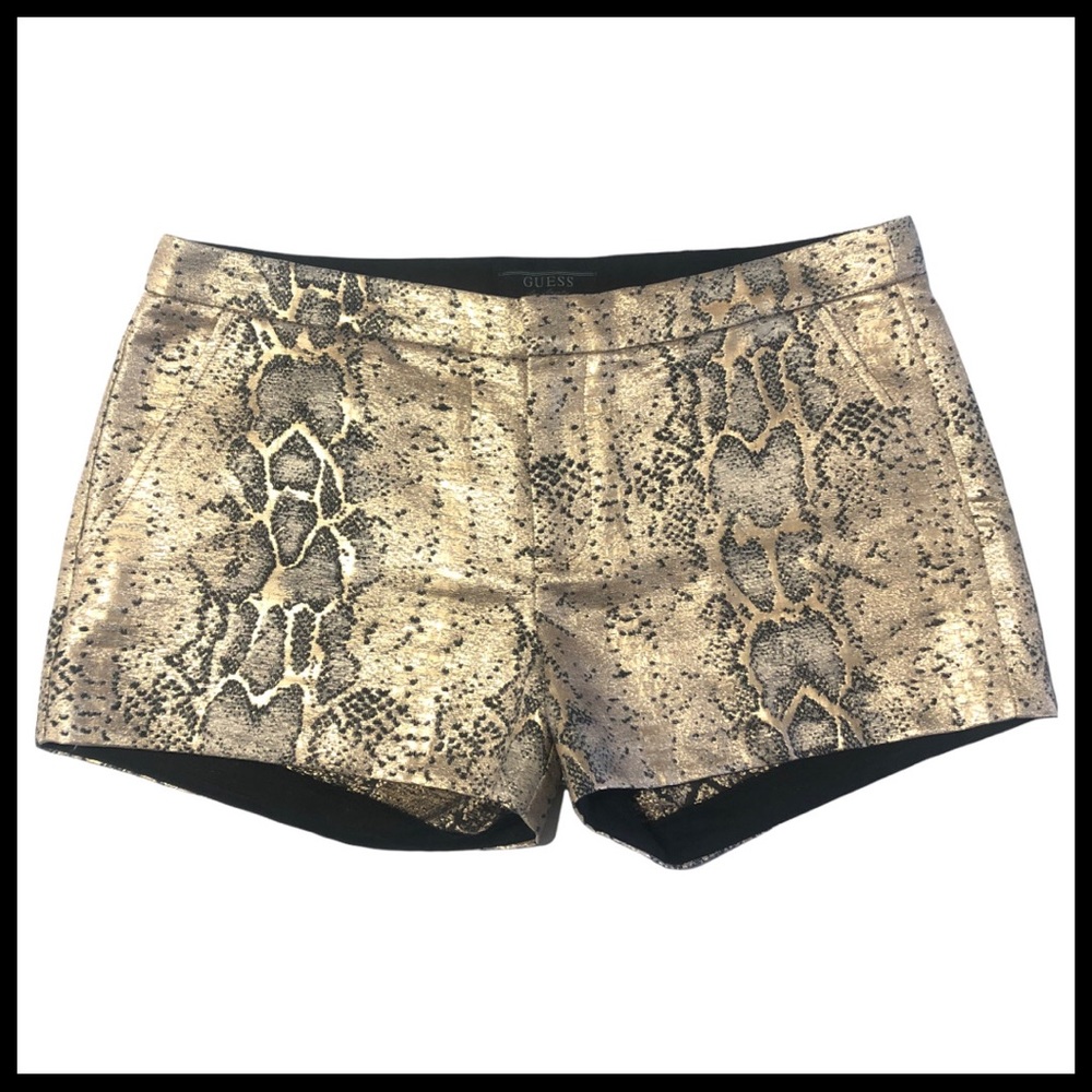 GUESS Metallic Snake Skin Pattern Shorts
